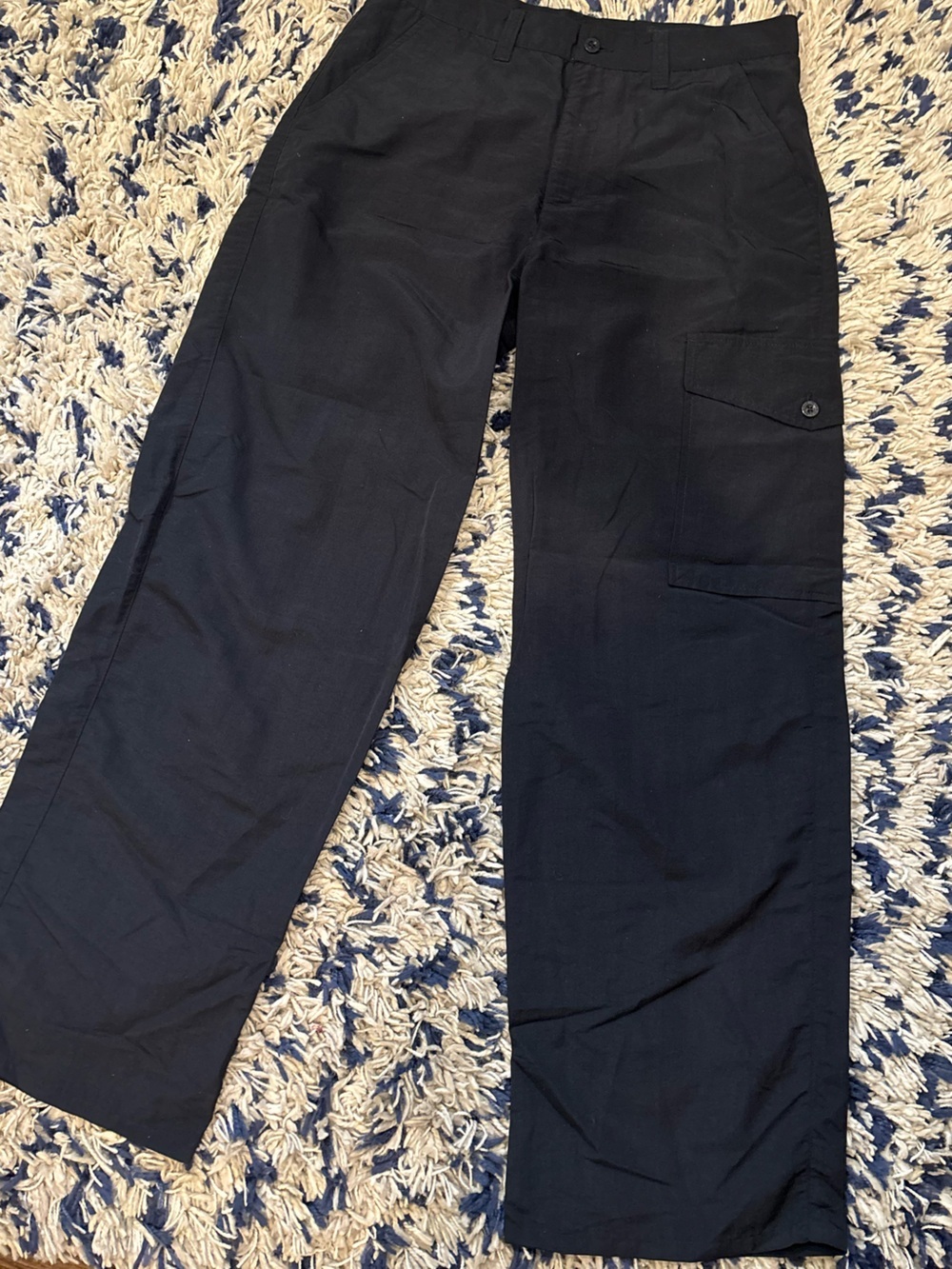 Quant Hombre Vintage Nylon Cargo Pants Made in USA Black Size 32 - Picture 2 of 9